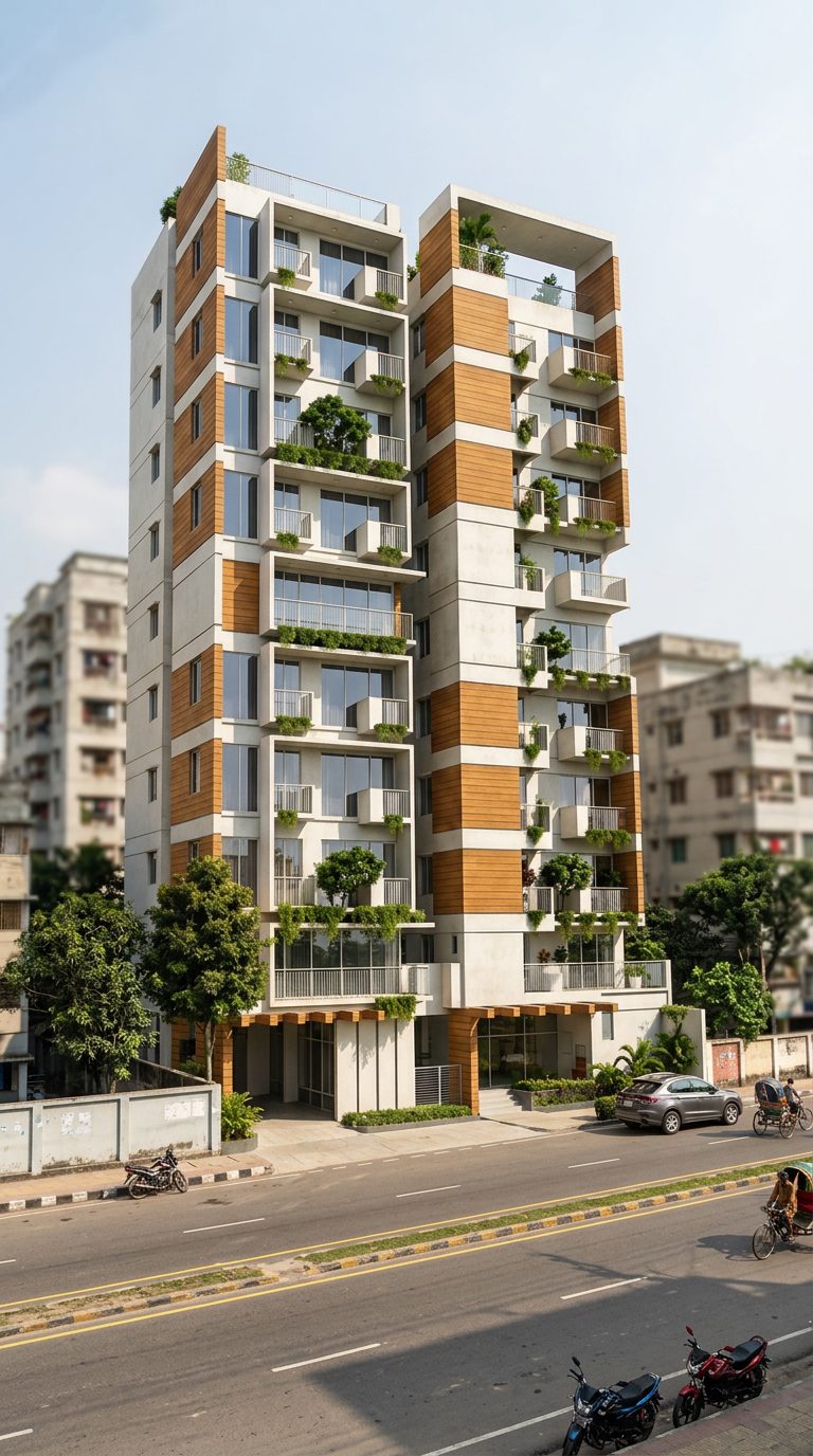 Winstone 13. Dokhonaloy apartment building elevation, Sector 17, Uttara